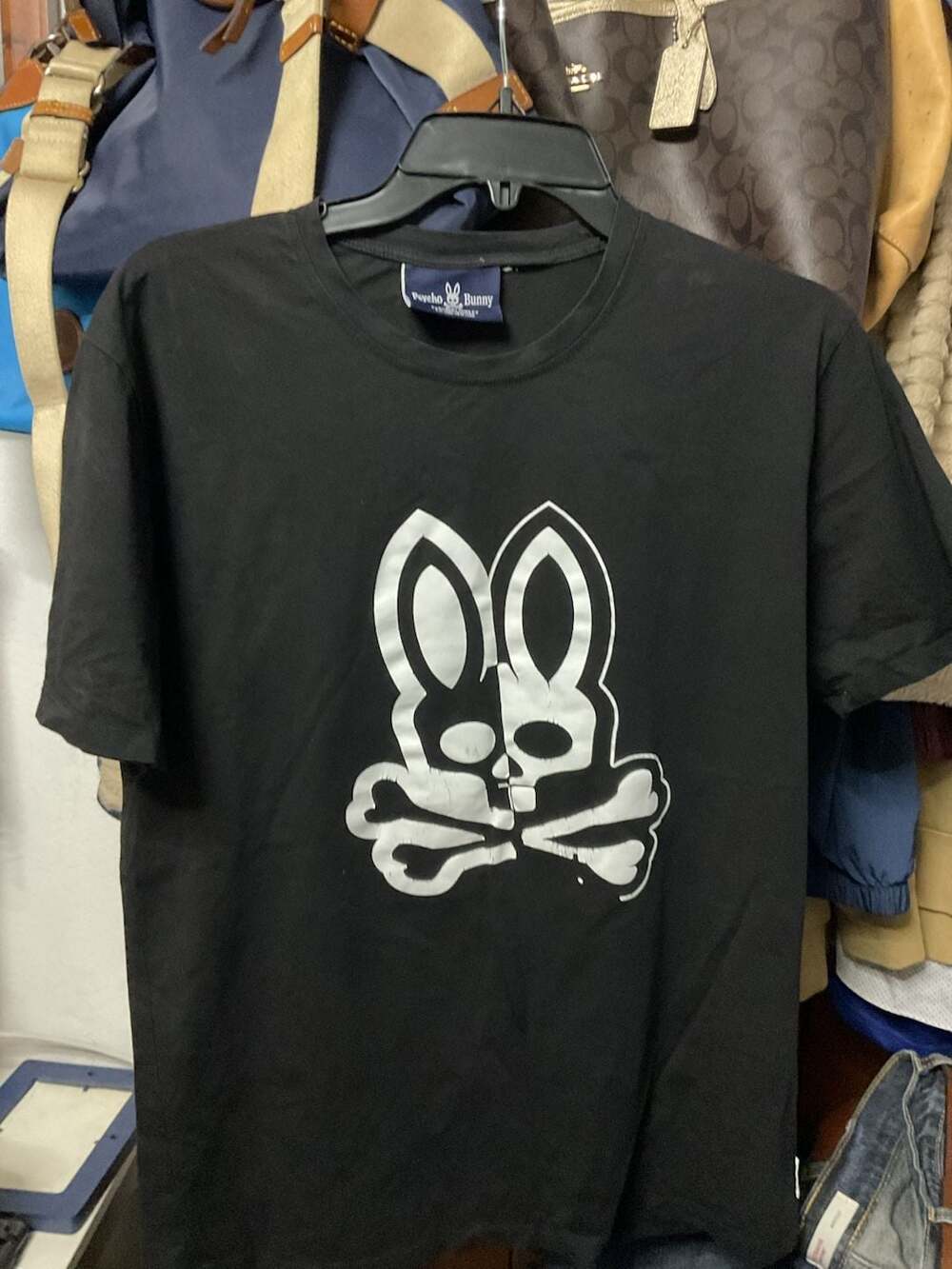 Psycho Bunny Black Graphic T-Shirt with Skull and Crossbones Logo
